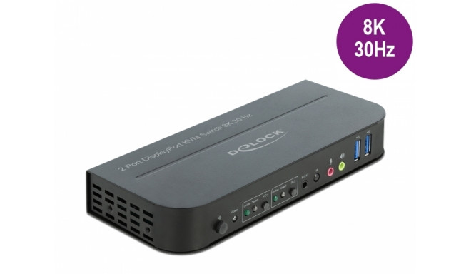 Delock DisplayPort 1.4 KVM Switch 8K 30 Hz with USB 3.0 and Audio