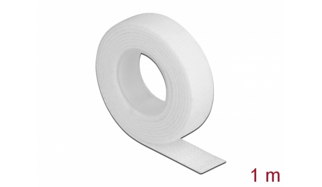 Takjapael rullis 13mm x 1.0m HOOK and LOOP, valge