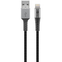 USB 2.0 - Lightning kaabel 2.0m, metallist pistik, Apple MFI sertifikaadiga, tekstiilist kattega