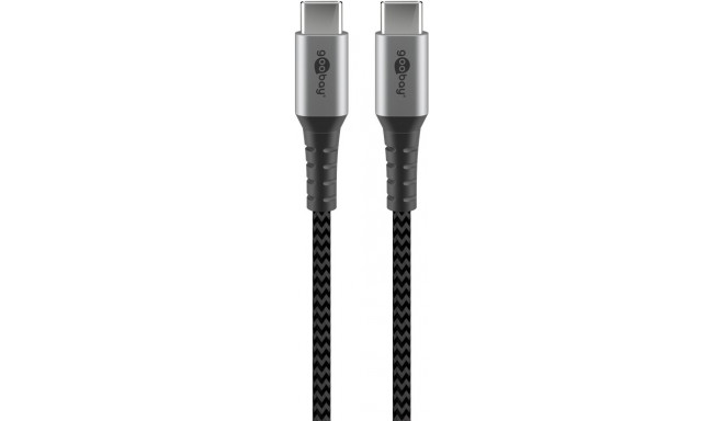 USB-C kaabel 2.0m, metallist pistik, tekstiilist