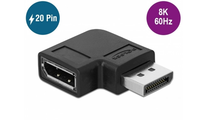 Adapter DisplayPort 1.4 (M) - (F) 90° nurgaga paremale