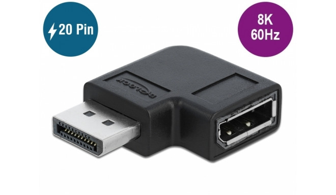 Adapter DisplayPort 1.4 (M) - (F) 90° nurgaga vasakule