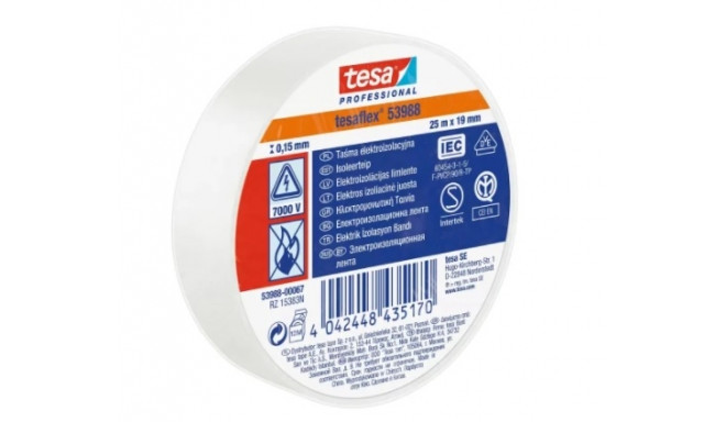 Tesa White PVC Electrical Tape 19mm x 25m