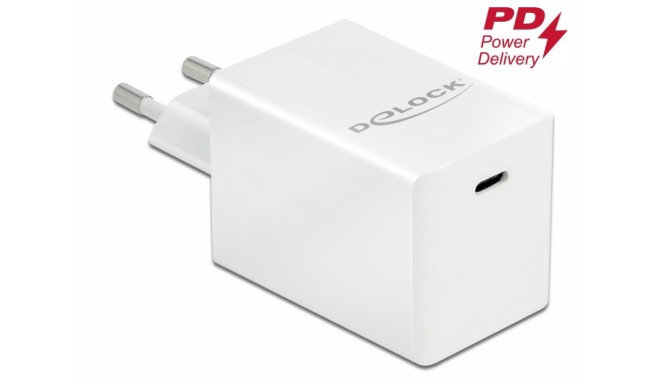 USB laadija 1 x USB-C PD, 100 - 240V > 5V - 20V, 3A, 60W, GaN, valge