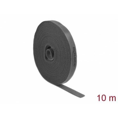 Delock Hook-and-loop tape on roll L 10 m x W 15 mm grey