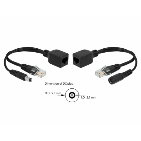 Delock Passive PoE Adapter Set RJ45 DC 5.5 x 2.1 mm