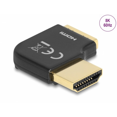 Adapter HDMI (M) - (F), 8K@60Hz 90° nurgaga paremale, metallist