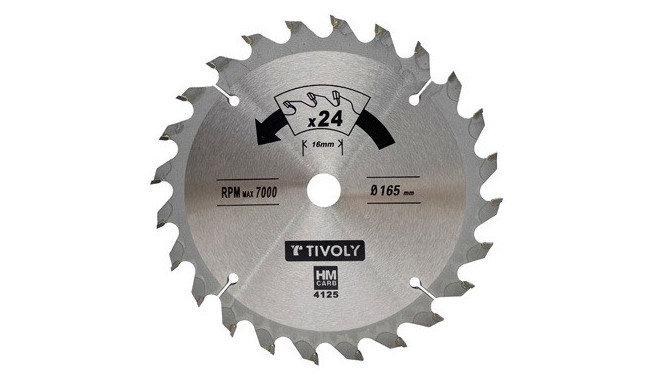 Circular saw blade Tivoly 160x20x2.45/1.5mm, z20, 15°, (16mm adaptor), for wood