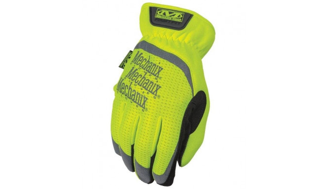 Pirštinės Mechanix FastFit® HiViz geltonos M dydis. Rauktas rankogalis, dirbtinė oda, TrekDry®, švie