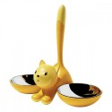 TIGITO Bowl of stainless steel and thermoplastic animal food, yellow cat