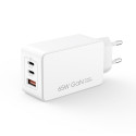 XO wall charger CE13 PD QC 3.0 65W 1x USB 2x USB-C white + USB-C - USB-C cable