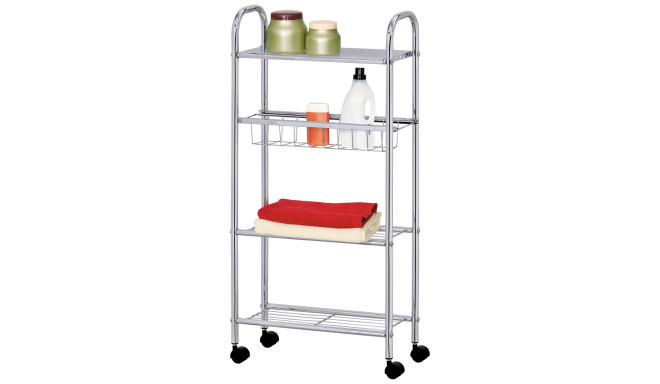 Tatkraft Cute Slim 4-Tier Bathroom Cart Storage Trolley Chromed Metal 16X39X80H cm