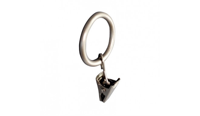 CURTAIN RINGS W CUR CLIPS SILV D19 10UNI