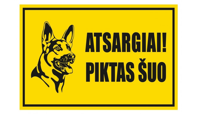 STICKER CAUTION ANGRY DOG 180X120MM