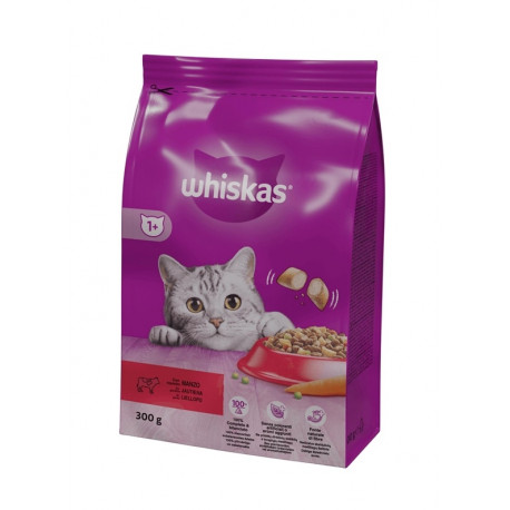 CAT FOOD DRY WHISKA ADULT WITH BEEF 300G