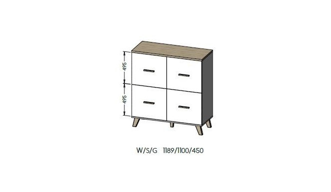 Cama kummut LOTTA 110 4D wotan tamm + matt must
