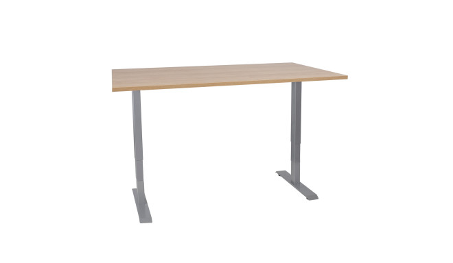 Desk ERGO with 2 motor 160x80xH60-125cm, hickory/silver grey