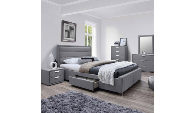 Bed CAREN 160x200cm, with mattress HARMONY DELUX, grey