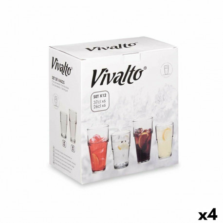 Klaaside komplekt Vivalto S12176/BHA S12176/BHA Läbipaistev Klaas 260 ml 370 ml (4 Ühikut)