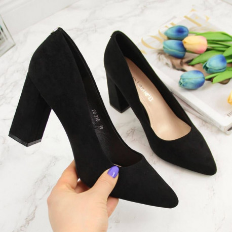 Sergio Leone W SK316A Suede Pumps on the Block Heel in Black (36)
