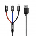 Kaabel USB 2.0 pistik ja 3 pistikut (USB C, mikro-USB, lightning) laadimisseadmete jaoks (ei sobi an