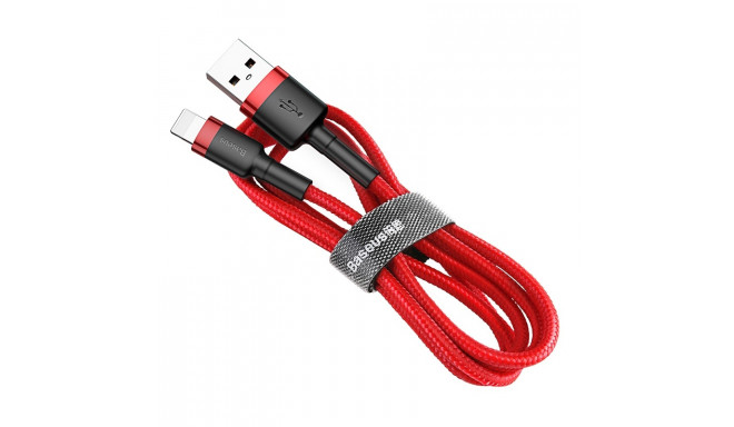 Kaabel USB2.0 pistik - IP-Lightning, 0.5m, QC3.0, 2.4A, nailonist, punane / must, BASEUS