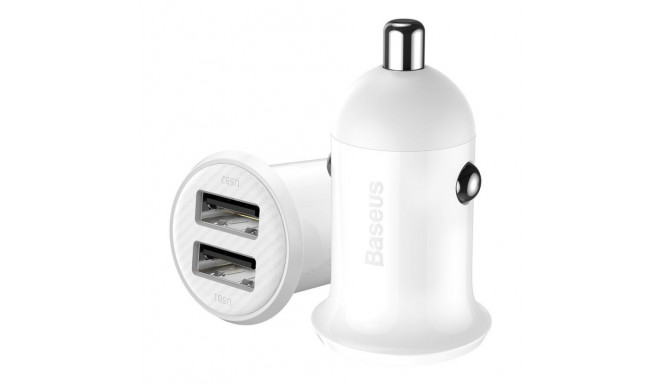 Car Charger 12-24V 2xUSB 4.8A, White