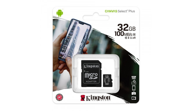 Kingston mälukaart microSDHC 32GB Canvas Select Plus 100MB/s