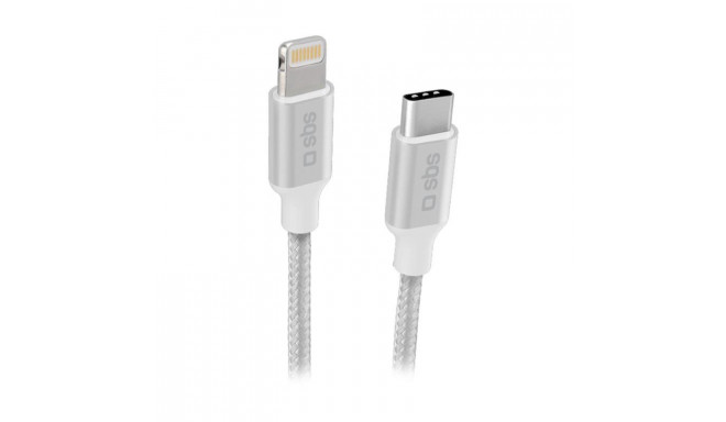 Cable SBS Braided USB-C/Lightning 1m Silver