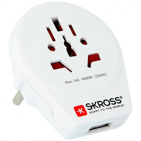 Reisiadapter Skross Euroopa + USB 1.500266