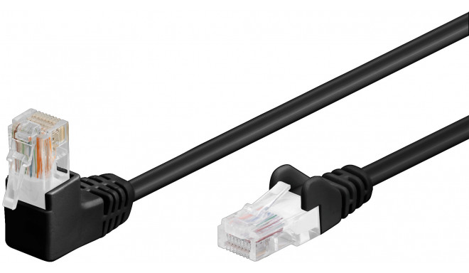 Võrgukaabel Cat5e UTP 1.0m, must, (1x90° nurgaga üles), CCA