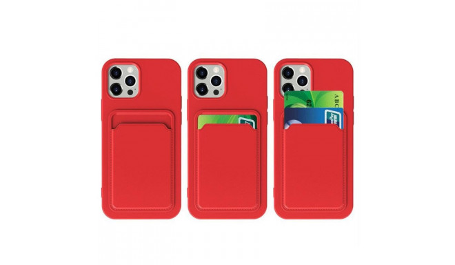 Card Case Silicone Wallet Case with Card Slot Documents for Samsung Galaxy A22 4G Black
