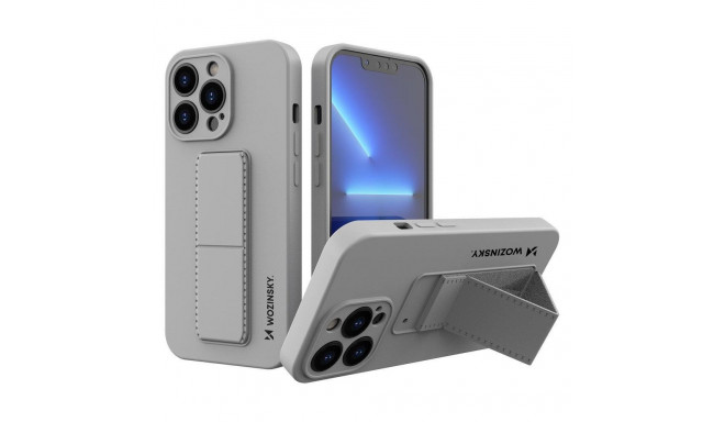 Wozinsky Kickstand Case silicone case with stand for iPhone 13 gray