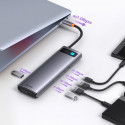 Baseus Metal Gleam multifunkční HUB USB Type C 12in1 HDMI / DP / USB Type C / minijack 3,5 mm / RJ45