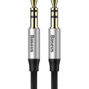 Stereo audio kabel Baseus Yiven M30 AUX 3,5 mm samec mini jack 1,5 m stříbrno-černý (CAM30-CS1)