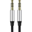 Stereo audio kabel Baseus Yiven M30 AUX 3,5 mm samec mini jack 1,5 m stříbrno-černý (CAM30-CS1)