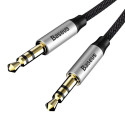 Stereo audio kabel Baseus Yiven M30 AUX 3,5 mm samec mini jack 1,5 m stříbrno-černý (CAM30-CS1)