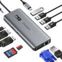 Choetech multifunctional HUB with display 12in1 USB-C to USB-C / USB-A / HDMI / VGA / AUX / SD / TF 