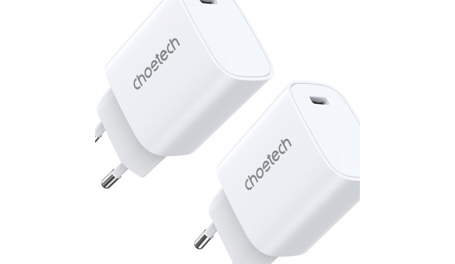 Choetech charger set Q5004 20W PD iPhone 12/13 white (2pcs)