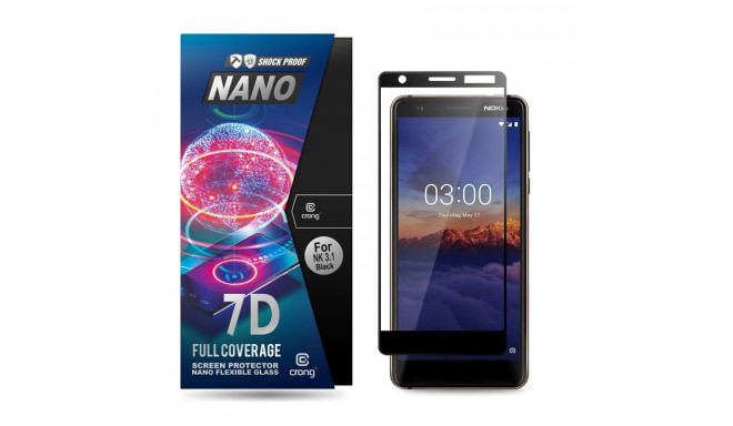 Crong 7D Nano Flexible Glass - Szkło hybrydowe 9H na cały ekran Nokia 3.1