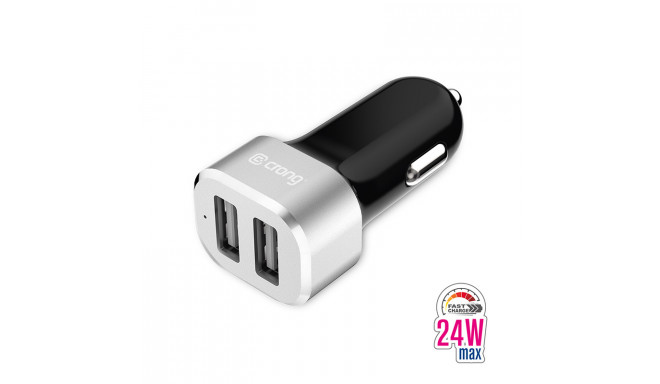 Crong Power Car Charger 24W - Ładowarka samochodowa 2xUSB 2.4A (aluminium)