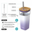 Quokka Liquid Cube - Glass Straw Tumbler with Silicone Cover 540 ml (Lilac Gradient)