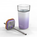 Quokka Liquid Cube - Glass Straw Tumbler with Silicone Cover 540 ml (Lilac Gradient)