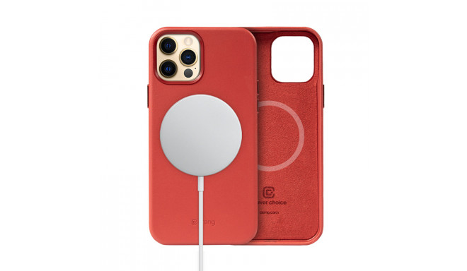 Crong Essential Cover Magnetic - Etui ze skóry iPhone 12 Pro Max MagSafe (czerwony)