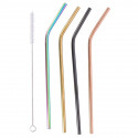 Alpina - Stainless steel drinking straws 4 pcs + cleaning brush