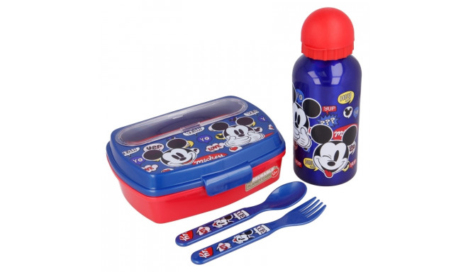 Mickey Mouse - Zestaw lunchbox, bidon 400ml, sztućce