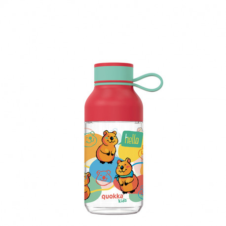 Quokka Ice Kids with strap - Butelka na wodę ecozen 430 ml z paskiem (Happy Quokka)
