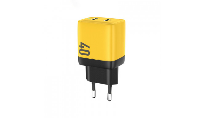 WEKOME WP-U128 - Ładowarka sieciowa 2x USB-C Super Fast Charger GaN 40W (Żółty)