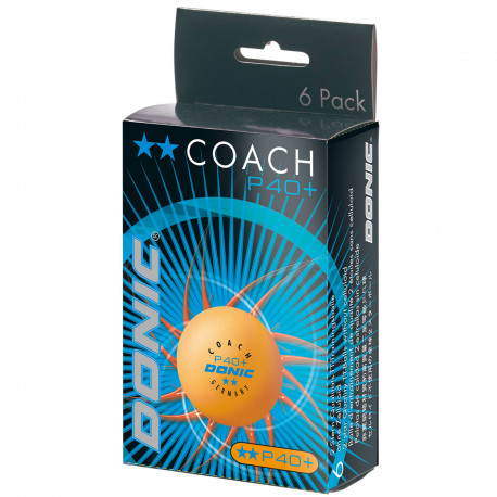 Table tennis ball DONIC P40+ Coach 2 star 6 pcs Orange