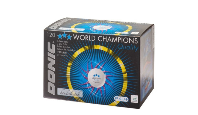 Table tennis ball DONIC P40+ 3star ITTF 120pcs White